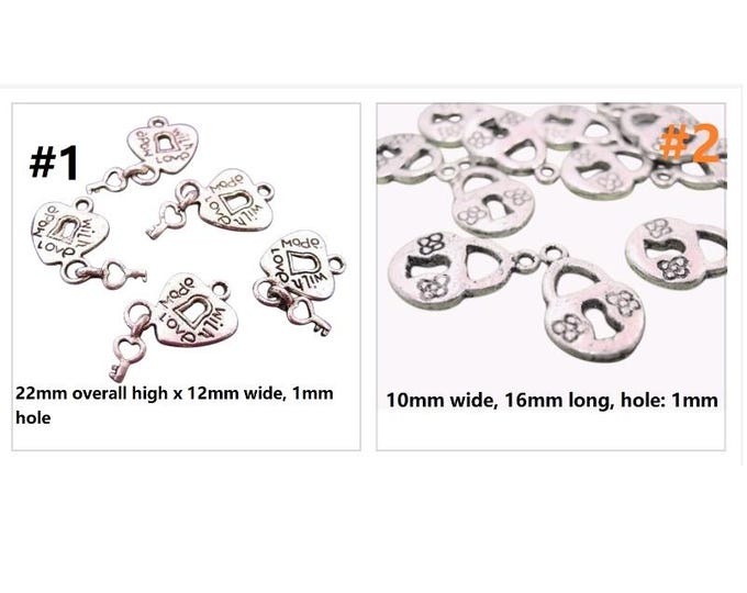 12pc Antique Silver Finish Heart Lock and Key Charms – Jewelry Making Supplies for Bracelets, Necklaces, Keychains