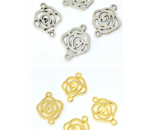 6pc metal flower links -R705- pls pick a color