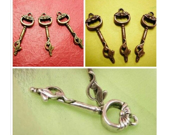 4pc antique finish metal alloy key pendant-pls pick a color