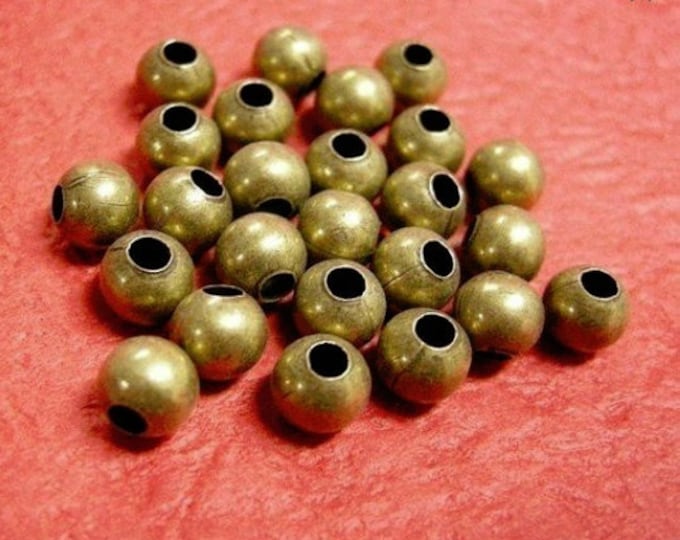 100pc 6mm antique bronze round metal bead-1104