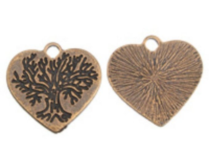 4pc 23mm antique copper finish metal tree pendants-7227S