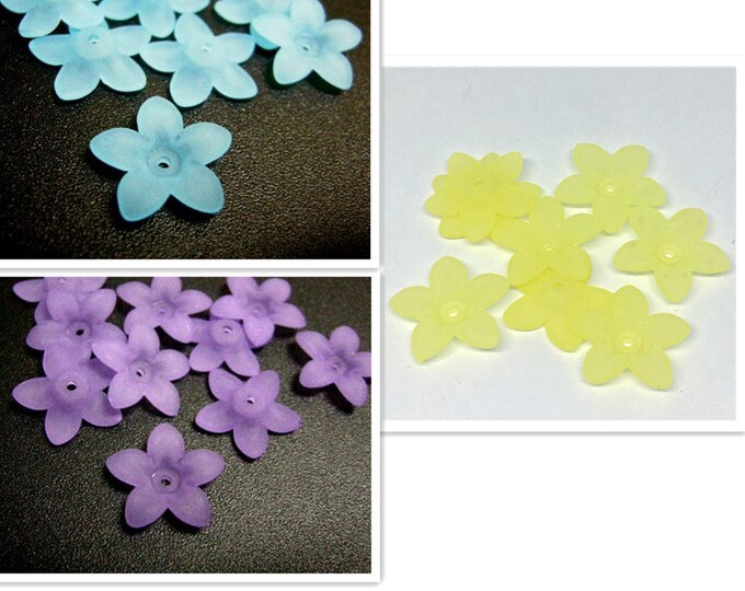 24pc 17mm frosted acrylic flower beads-pls pick a color