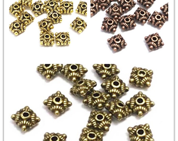 30pc antique  finish 7mm metal beads-pls pick a color
