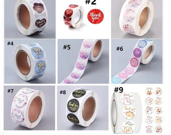 100pcs " Thank you"  stickers, Small business stickers -1 inch -pls pick a pattern