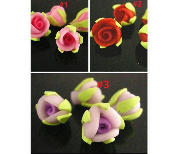 6pc Handmade Polymer Clay Flower Beads-pls pick a color