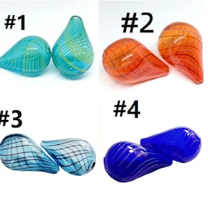 4pc  32X18mm teardrop shape handmade blown glass fancy beads- Please pick a color