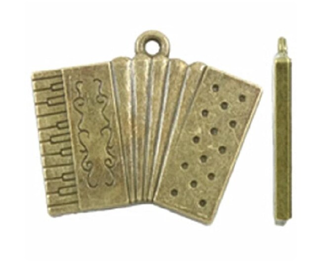 4pc 30x25mm antique bronze finish metal accordion pendents-10335