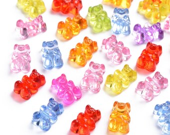 15pc 12x8mm mix color transparent resin made bear cabochons-FH128A