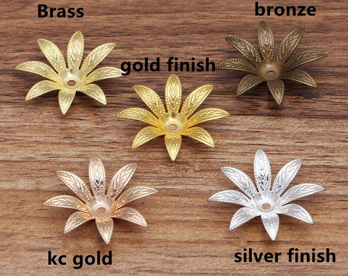 8 pc 28mm  brass made filigree flower shape bead caps-pls pick a color