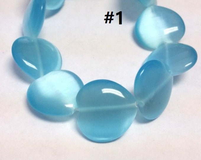 10pc 20mm heart shape cat eye glass beads-7228c