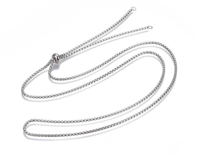 4pcs 29.5 inches Adjustable 304 Stainless Steel Slider Necklaces(box chain)-FM19
