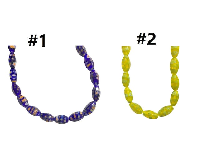 12pcs 16x8mm Millefiori handmade glass oval shaped faceted bead -pls pick a color