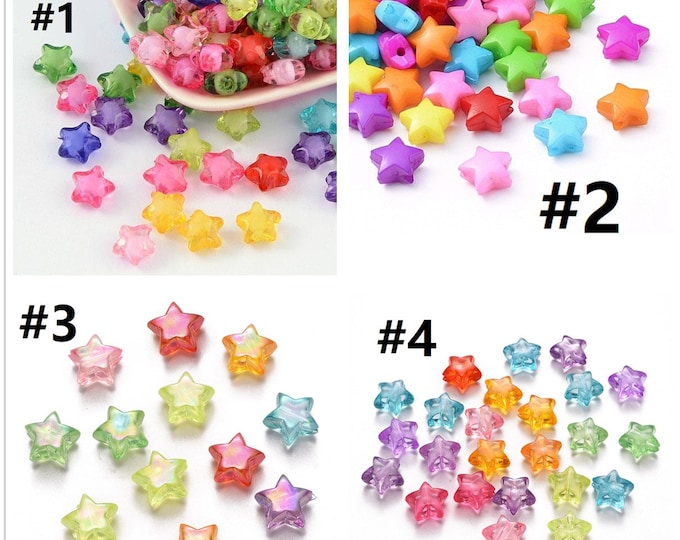 50pc 11mm mix color acrylic star beads- pls pick a style