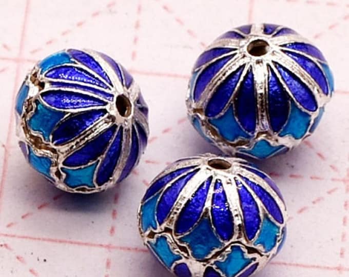 4pc 10x8.5mm metal alloy with enamel flat round fancy beads-R207