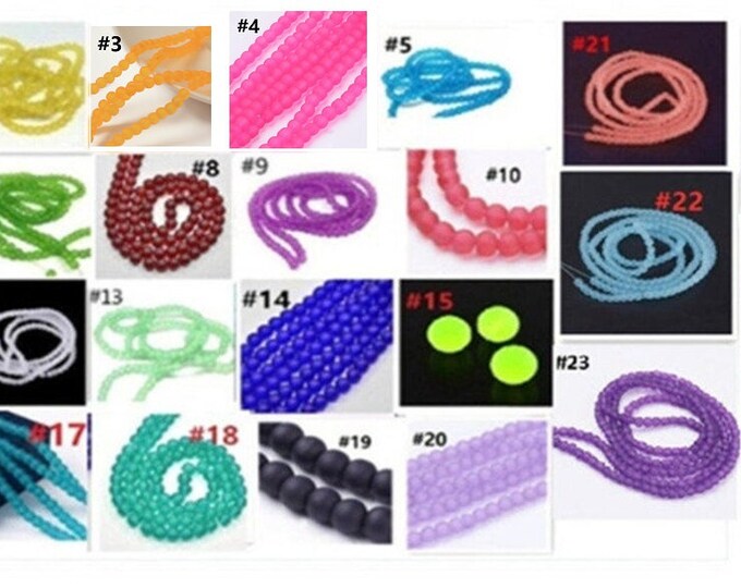 31 inch strand 4mm glass  frosted glass beads-over 190 beads  s531-pls pick a color
