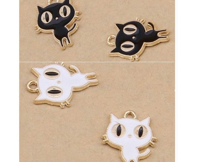 4pc  19x15mm gold finish with enamel  cat pendant-pls pick your color