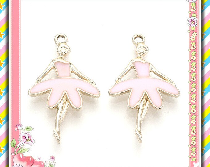 5pc 30x18mm metal with enamel Ballet Dancer pendants-FK50