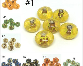 6pc 16x11mm flat round patterned lampwork glass beads- TFB4