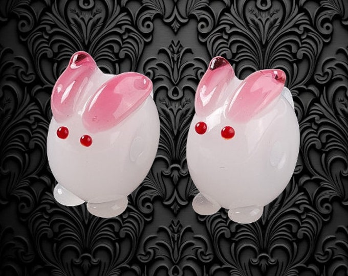 1pc 18x16x10mm handmade lampwork glass small cute bunny bead ,Easter bunny beads
