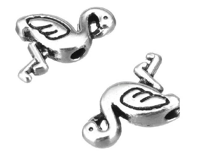 10pc 10x7mm antique silver finish metal bird beads-s281a