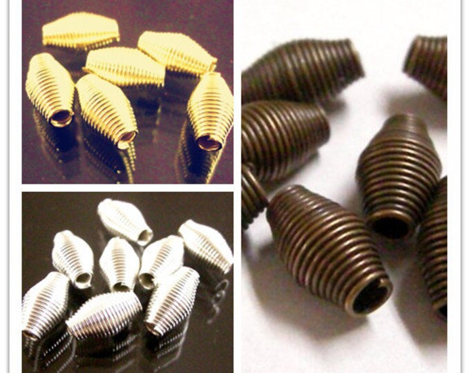 15pc 15x7mm  spring metal beads-pls pick a color
