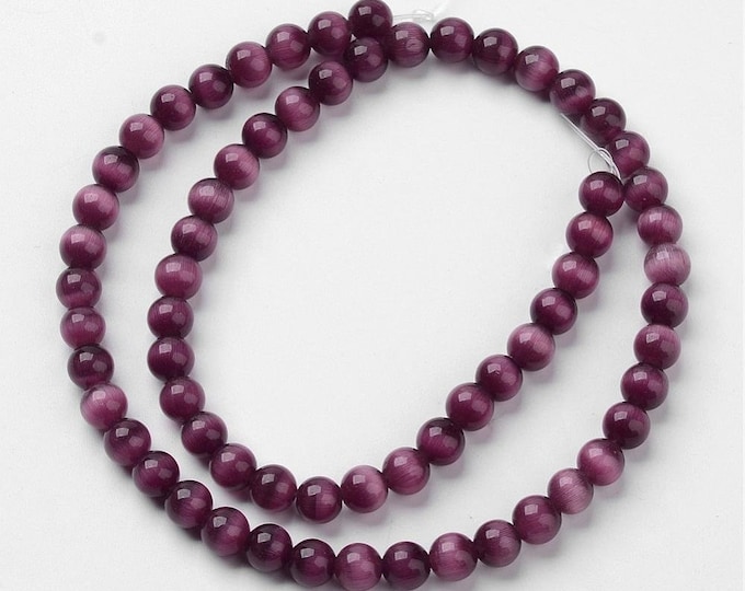 1 strand indigo round cat eye glass beads-5.5mm wide