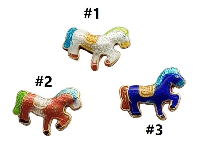 Pair of Elegant 22x17mm Cloisonné Horse Beads - Choose Your Favorite Color for Stunning Accents!