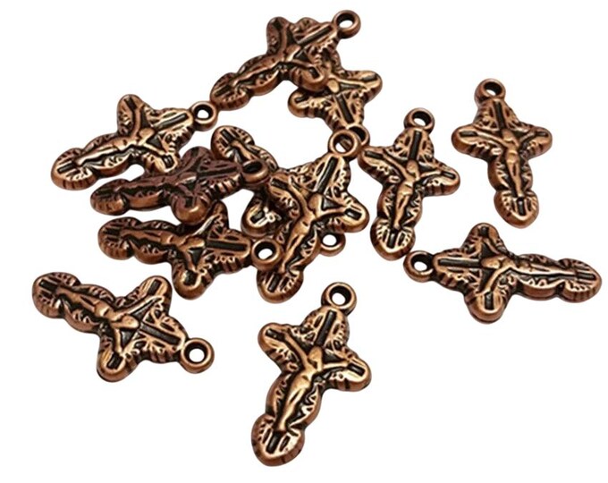 12pc 24x14mm antique copper finish acrylic cross pendants-1311