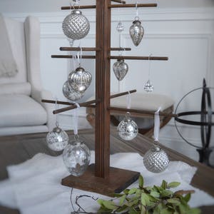 LARGE Rustic Stained Christmas Tree Ornament Holder, Display, Stand- Hold 16+ Ornaments - 31 Inches Tall - FREE U.S. Shipping