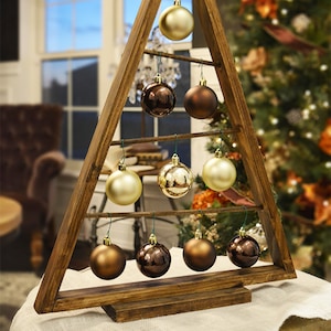 LARGE Rustic Stained A-frame Christmas Tree Ornament Display/ Ornament Hanger - 28 Inches Tall -  FREE Shipping