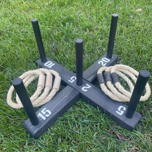 Rustic Ring Toss Outdoor Yard/Lawn Game with 6 Rings FREE U.S. shipping Black