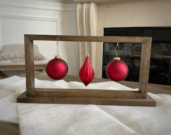 Rustic Stained Christmas Ornament Display/Ornament Hanger Centerpiece  Holds 3 Ornaments- FREE SHIPPING