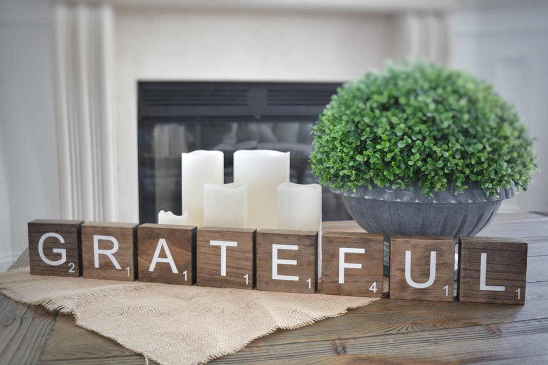 710 Freestanding Large Scrabble Letter Tile Wood Blocks for Mantel