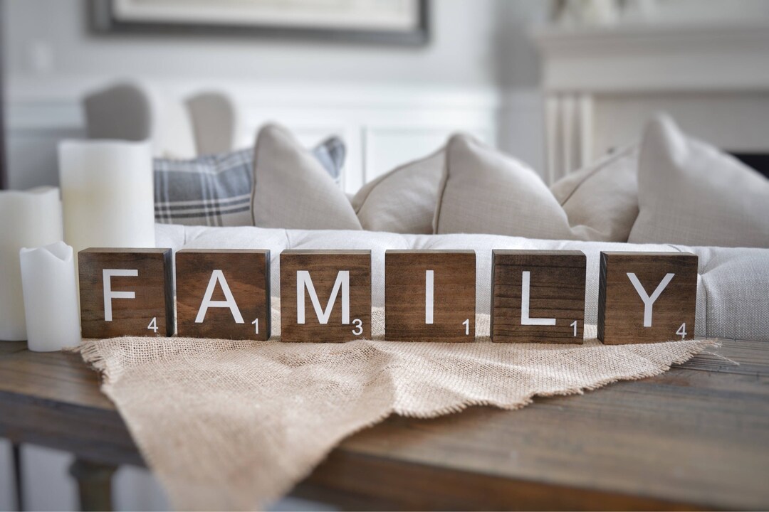 46 Freestanding Large Scrabble Letter Tile Wood Blocks for Mantel