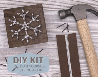 DIY String and Nail Art SNOWFLAKE Wood Block Kit - 3.5x3.5 inches - Quick U.S. Shipping