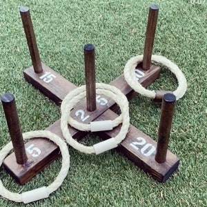 Rustic Ring Toss Outdoor Yard/Lawn Game with 6 Rings FREE U.S. shipping Dark Walnut- Brown