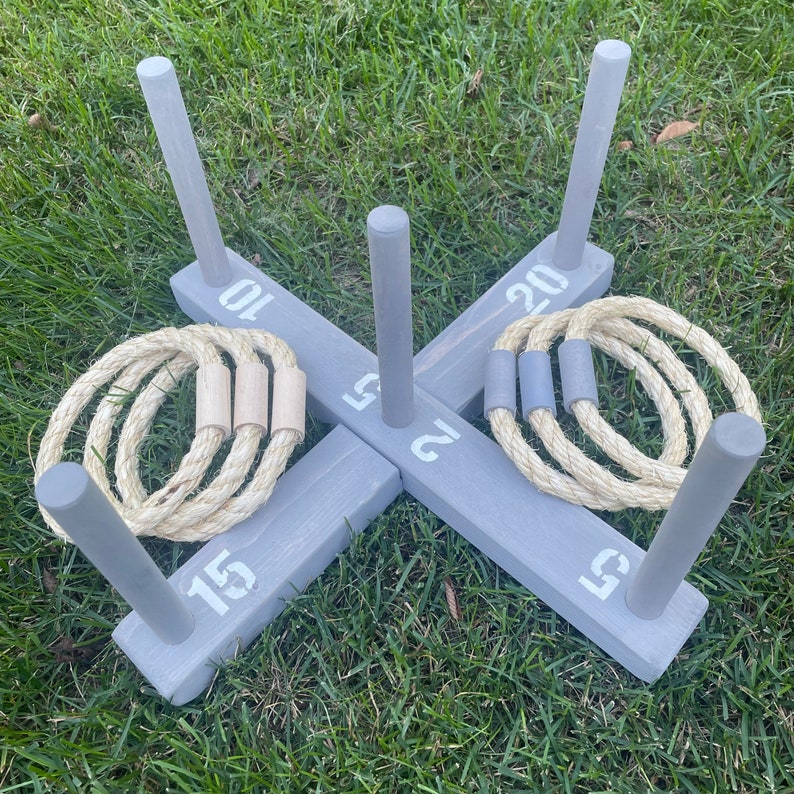 Rustic Ring Toss Outdoor Yard/Lawn Game with 6 Rings FREE U.S. shipping Grey