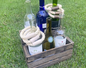 Game - Rustic Bottle Toss Ring Toss Outdoor Yard/Lawn Game with 6 Rings - FREE U.S. shipping