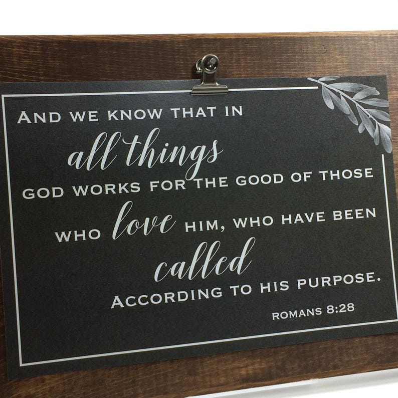 Bible Verse Rustic Wood Wall Art Decor Sign Romans 828 Etsy