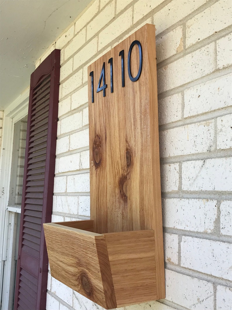 Custom Cedar Address Sign with Flower Box 22x12 inches FREE Etsy