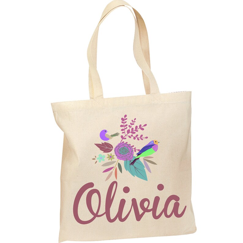 Personalized Floral Tote Bag Custom Name Tote bag Custom | Etsy