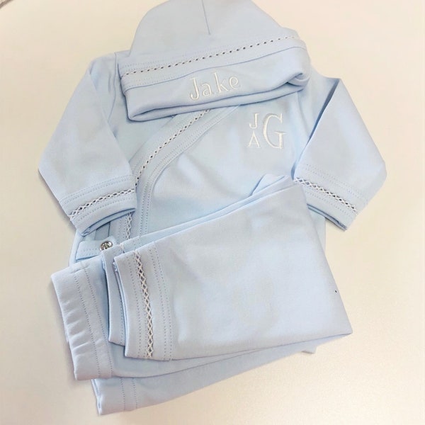 Take Me Home Outfit  Blue (Layette Wear) Name or Initial Included!