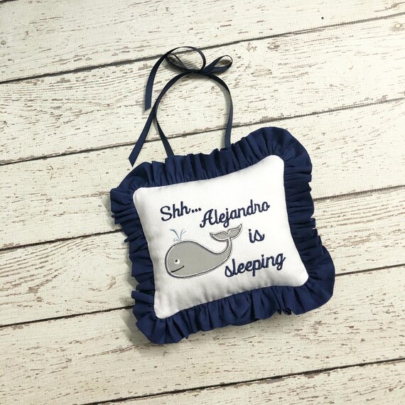 Shhh PillowDoorknob Personalized PillowBaby Sleeping Door Etsy