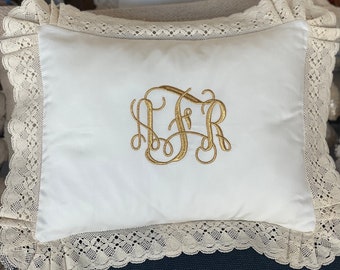 Personalized Baby Pillow with Eyelet Ruffle