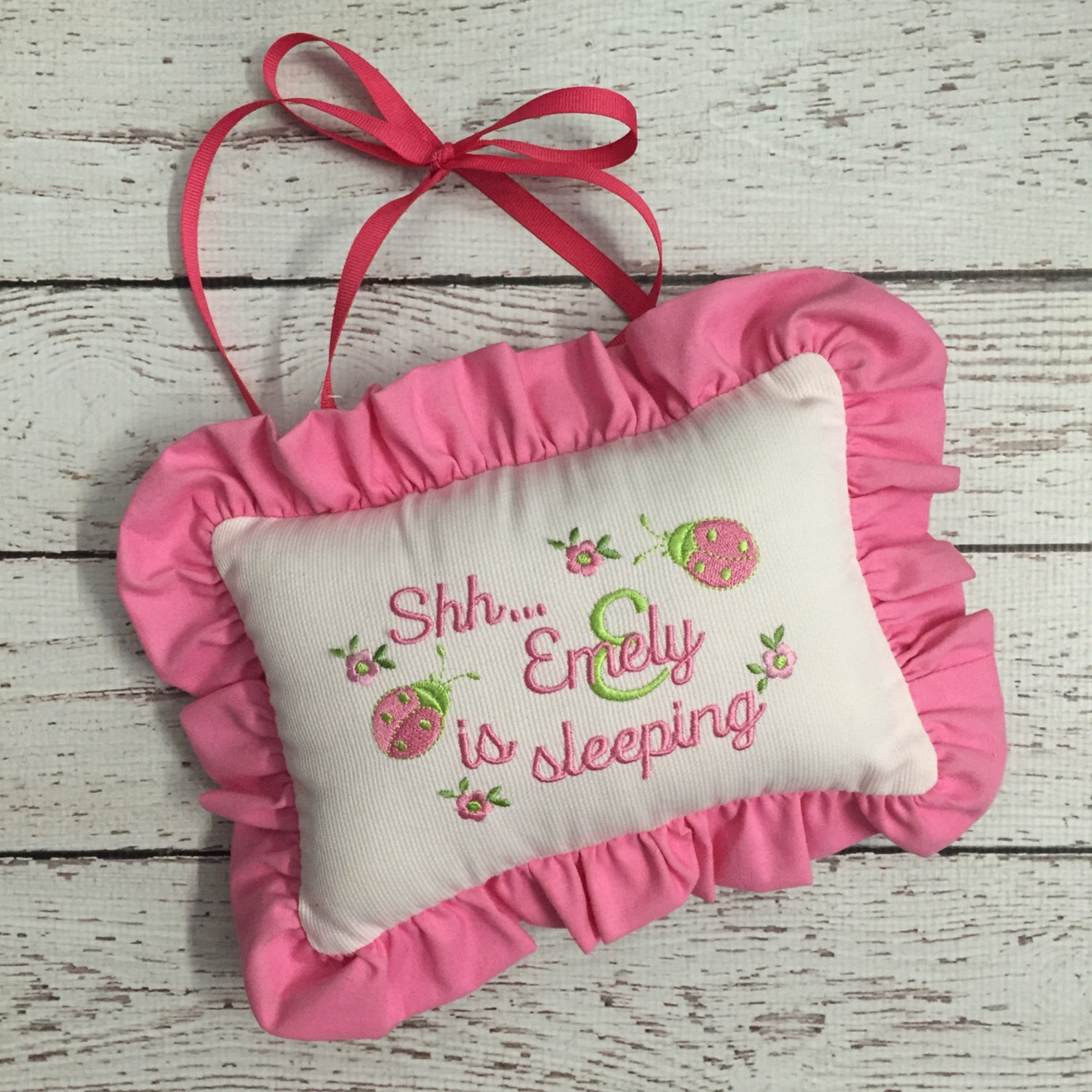 Shhh Pillow Doorknob Personalized Pillow Baby Sleeping Etsy