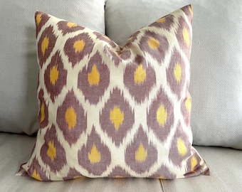 Silk Waterwave Taffeta Ikat Burgundy Yellow Cushion Cover  45 x 45cm