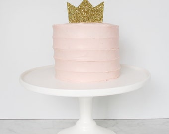 Gold glitter crown perspex cake topper decoration