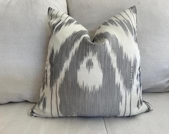 Silk Ikat Grey and Off White Cushion Cover  45 x 45cm