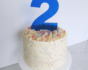 Navy blue perspex number cake topper decoration