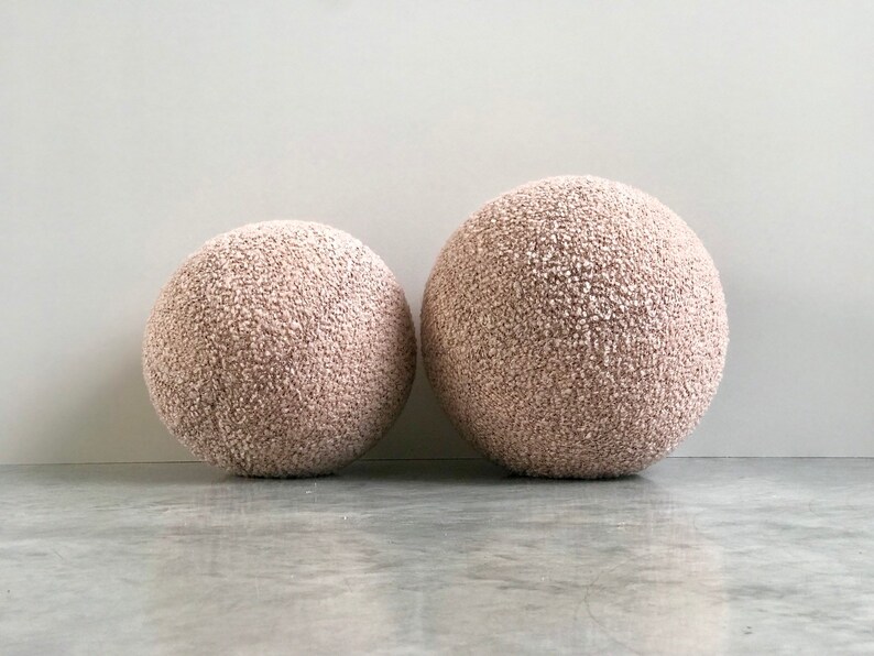 Ball Cushion Soft Pink Boucle Etsy